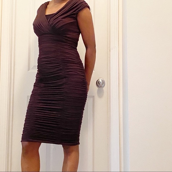 Tadashi shoji brown Stretchy Bodycon Special Occasion Formal Neutral dress - Picture 1 of 8